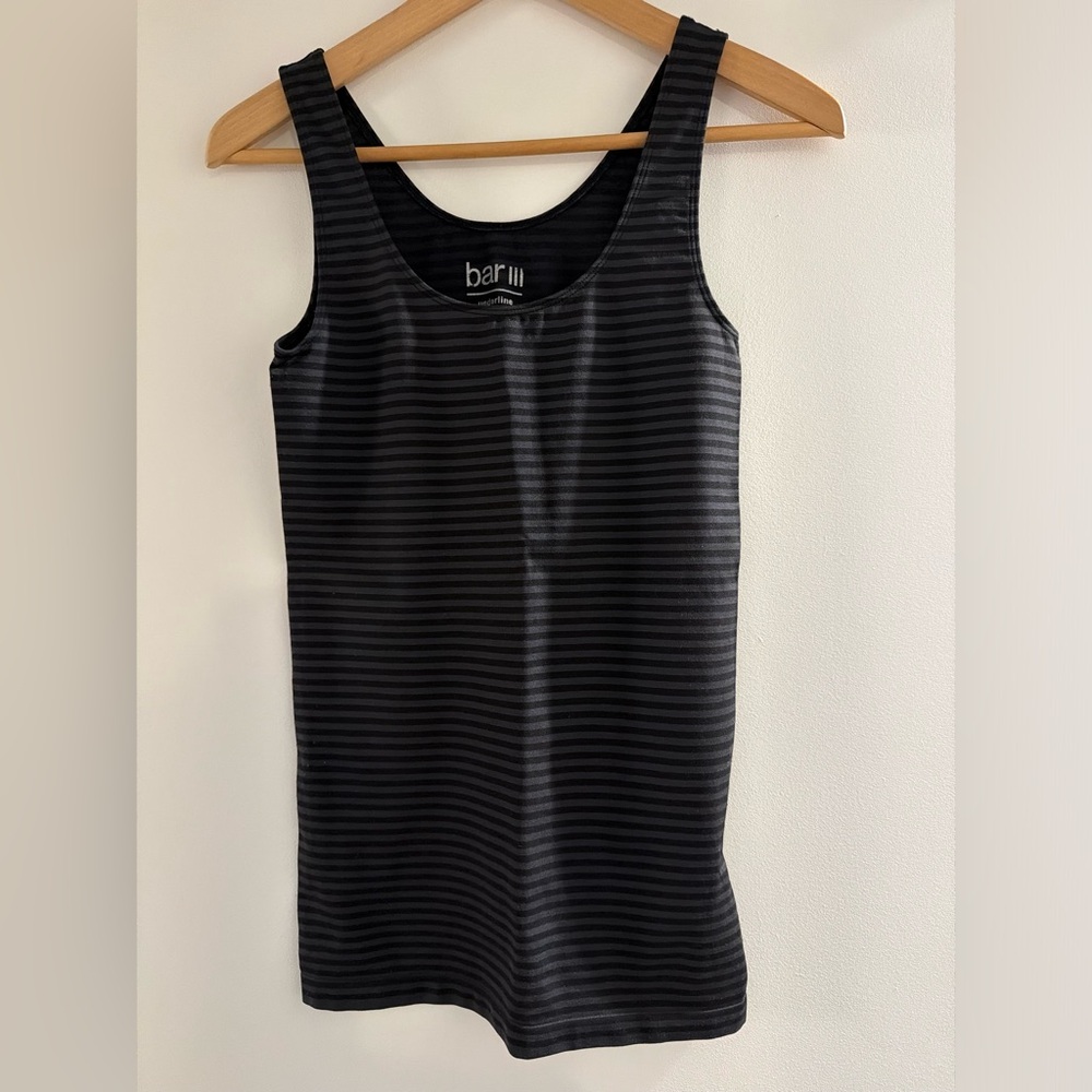 Bar III Charcoal and Black Striped Tank Top